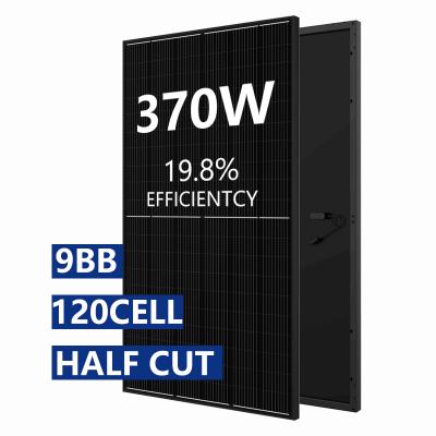 Black solar panel 120 half cell 370w with 9BB